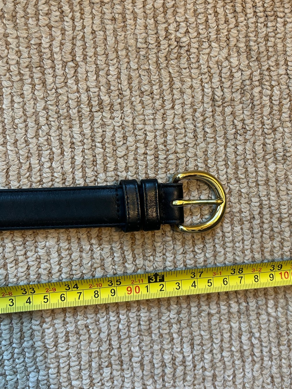 Coach Black Leather Belt with Gold Rounded Buckle